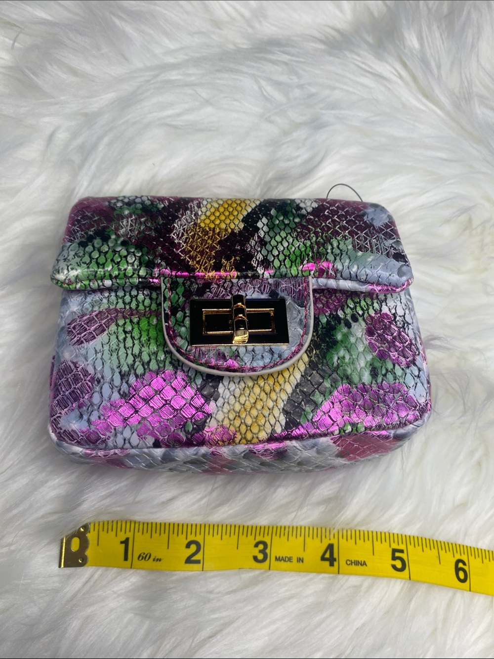 Multi Color Snake-Print Mini Shoulder Bag - Picture 3 of 4